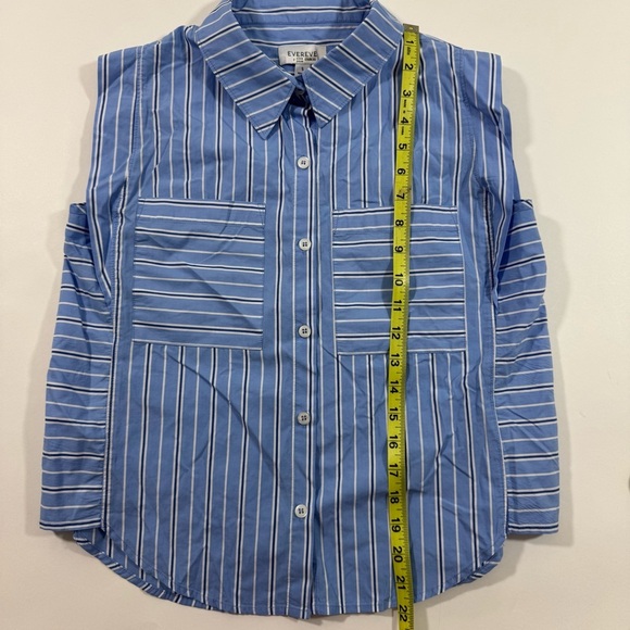 Evereve Ella Stripe Mix Sleeveless Cotton Poplin Button Front Top - Picture 7 of 7